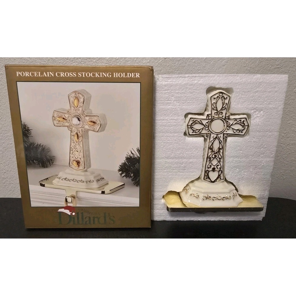 6" Porcelain Cross Stocking Holder Dillard's Trimmings Christmas Decoration